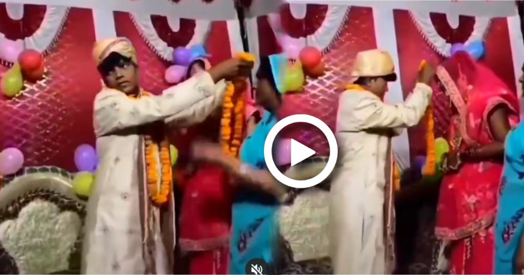 bride and groom, funny video, Marriage, social media groom put garland on his mother in law