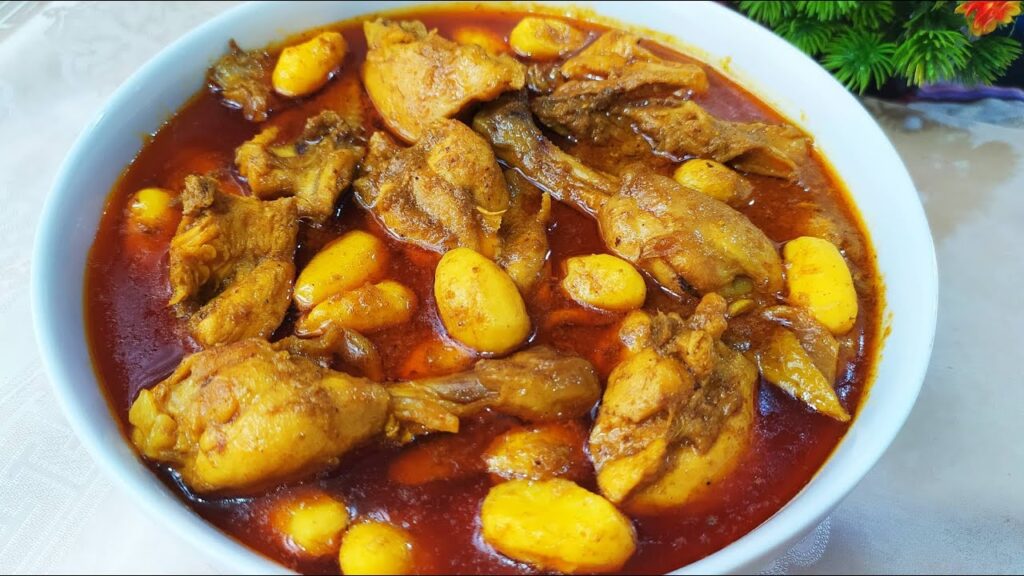 Jackfruit seeds chicken, কাঁঠালের বীজ দেওয়া চিকেনের ঝোল Jackfruit seeds with chicken curry