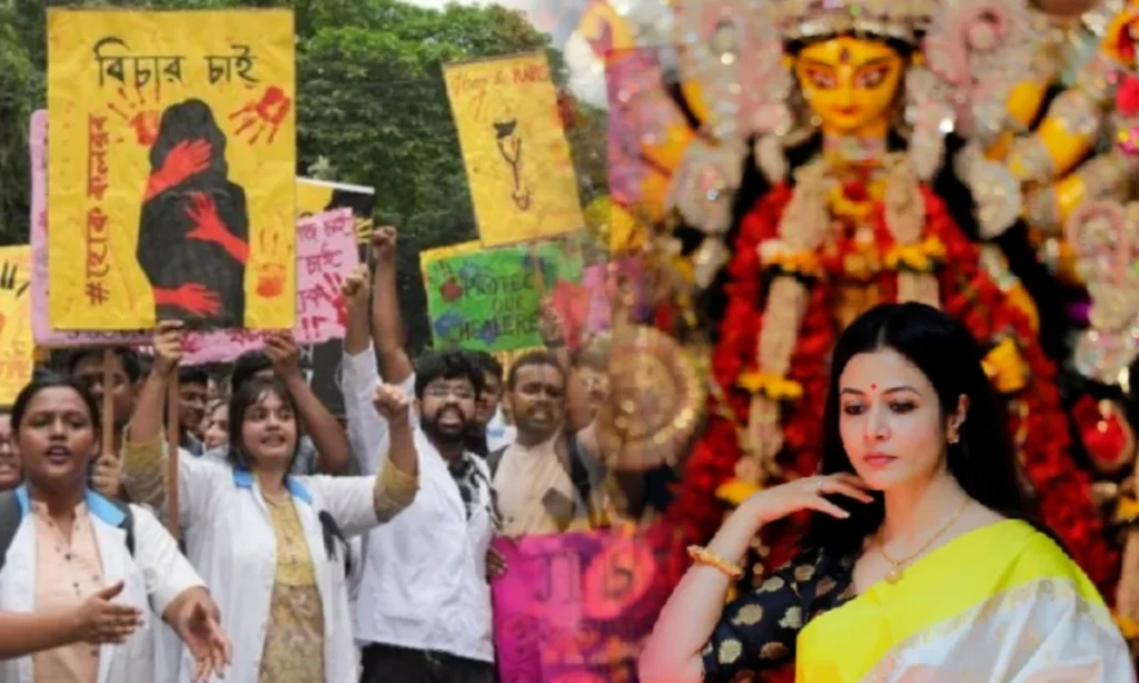 festival Durga Puja Ranjit Mallick, koel Mallick, আরজিকর ঘটনা, উৎসব, কোয়েল মল্লিক, দুর্গা পুজো, প্রতিবাদ আন্দোলন, বাড়ির পুজো, রঞ্জিত মল্লিক বাড়ি koel mallick