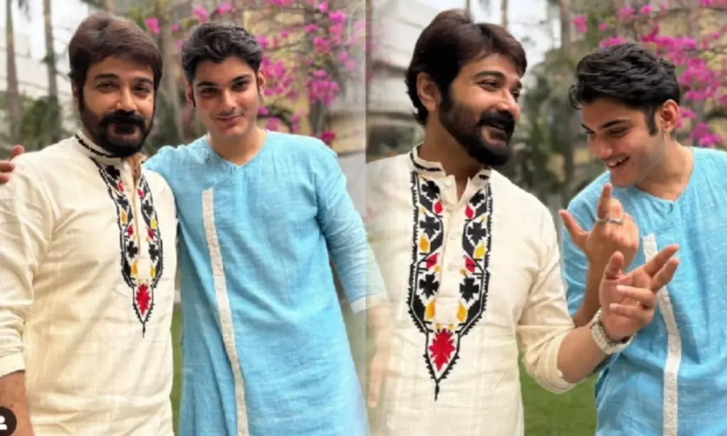 Prosenjit Chatterjee, tollywood, Trishanjit Chatterjee, টলিউড, তৃষাণজিৎ চ্যাটার্জী, প্রসেনজিৎ চ্যাটার্জী Prosenjit and Trishanjit captured Saraswati Puja in one frame