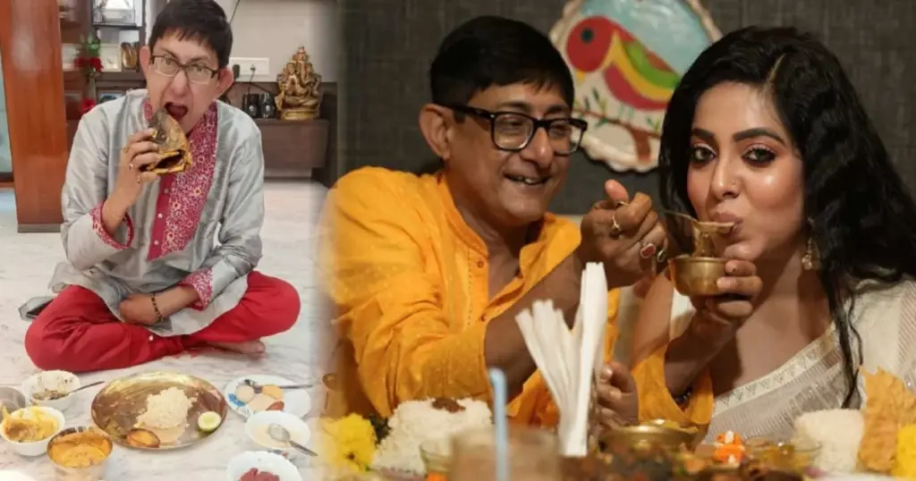 Sreemoyee Chattoraj, Jamai Shasthi, Kanchan Mullick, Kanchan-Sreemoyee Jamai Sasthi, Bengali feast, home celebration, fish, mutton, prawns, Krishvi, Bullet Sarojini, shooting schedule, mother’s cooking, শ্রীময়ী চট্টরাজ, জামাইষষ্ঠী, কাঞ্চন মল্লিক, কাঞ্চন-শ্রীময়ী জামাইষষ্ঠী, পঞ্চব্যঞ্জন, গৃহে উদযাপন, মাছ, মাংস, চিংড়ি, কৃষভি, বুলেট সরোজিনী, শুটিং, মায়ের হাতের রান্না