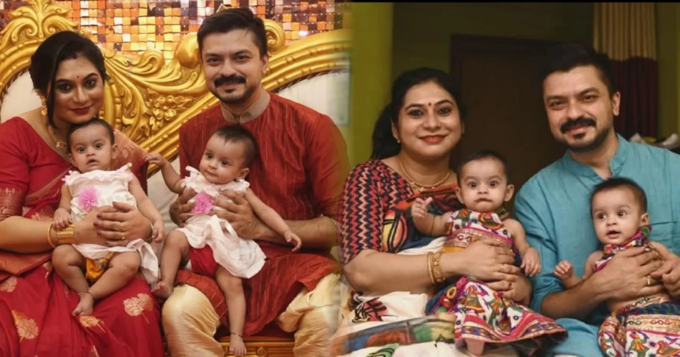 Devaamoy Mukherjee, twin daughters, first appearance, annaprashan, Mittir Bari, zee bangla, television actor, fatherhood, social media post, happy news, father-daughter bond, দেবময় মুখোপাধ্যায়, যমজ কন্যা, প্রথম প্রকাশ্যে, অন্নপ্রাশন, মিত্তির বাড়ি, জি বাংলা, টেলিভিশন অভিনেতা, পিতা হলেন, সমাজ মাধ্যম পোস্ট, খুশির খবর, বাবা-মেয়ে সম্পর্ক
