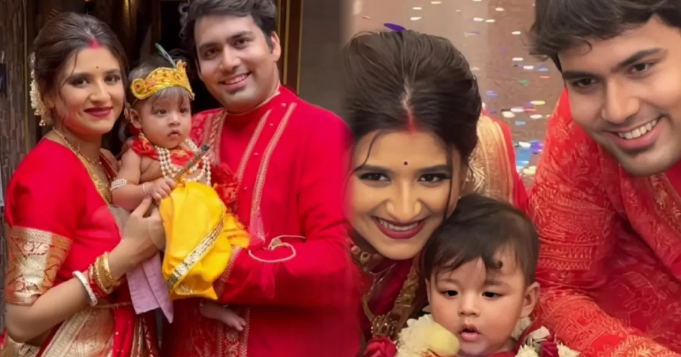 Rupsa Chatterjee, Shayandeep Sarkar, Agnidev, Annaprashan, Rice Ceremony, Krishna Outfit, Bengali Ceremony, Baby Milestone, Gopal, Tollywood Couple, Special Day, রূপসা চট্টোপাধ্যায়, সায়নদীপ সরকার, অগ্নিদেব, অন্নপ্রাশন, শ্রীকৃষ্ণ সাজ, গোপাল, বাঙালি রীতি, টলিউড দম্পতি, বিশেষ দিন উদযাপন