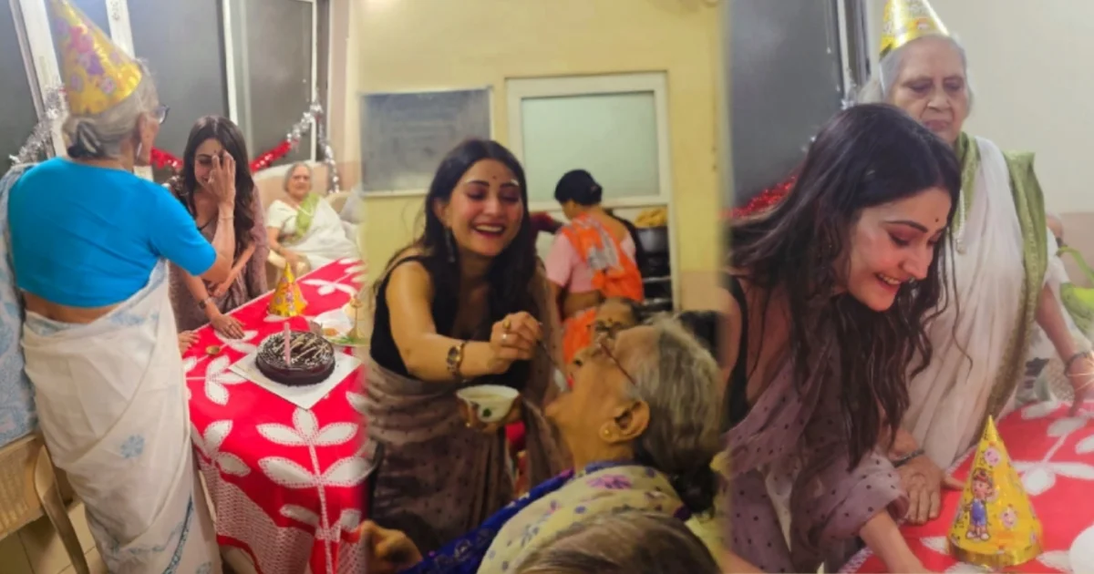 Kaushambi Chakraborty, Birthday, Old Age Home, Late Mother, Adrit Roy, Grihaprabesh Serial, Mohona Sen, Emotional Celebration, Cake Cutting, Elderly People, Tollywood Actress, কৌশাম্বি চক্রবর্তী, জন্মদিন, বৃদ্ধাশ্রম, প্রয়াত মা, আদৃত রায়, গৃহপ্রবেশ সিরিয়াল, মোহনা সেন, আবেগঘন জন্মদিন, কেক কাটা, প্রবীণদের সঙ্গে উদযাপন, টলিউড অভিনেত্রী