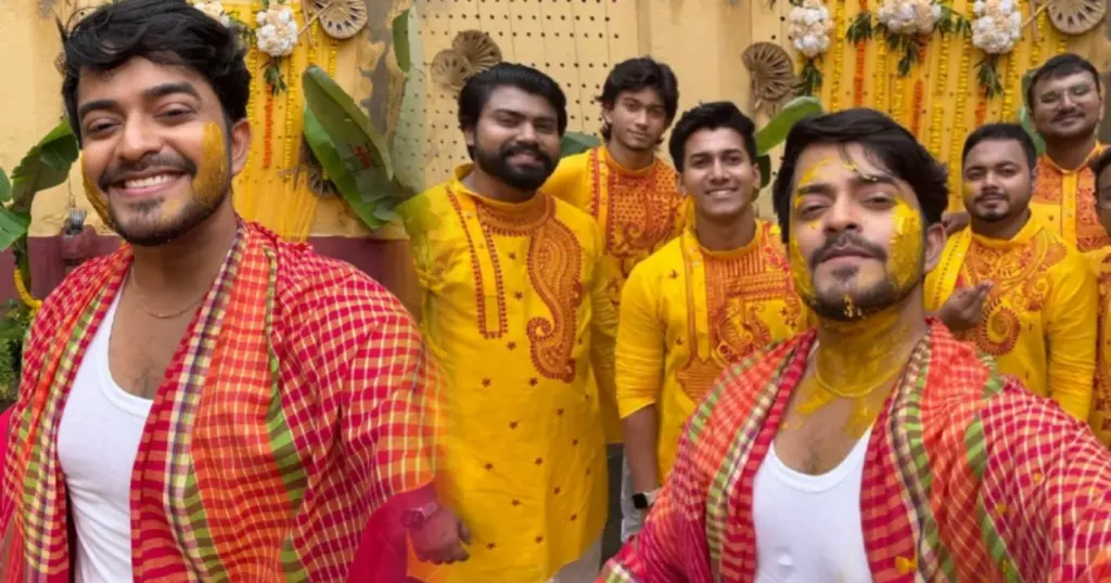 Ayanna Chatterjee, Bride Mystery, Debolina Nandy, marriage ceremony, Music Video Shooting, Outside Kolkata, Sayak Chakraborty, Secret Wedding, social media reaction, tollywood, wedding, অয়ন্যা চট্টোপাধ্যায়, গায়ে হলুদ, দেবলীনা নন্দী, পাত্রী রহস্য, বিয়ে, মিউজিক ভিডিও, লুকিয়ে বিয়ে, সমাজ মাধ্যমের প্রতিক্রিয়া, সায়ক চক্রবর্তী, সায়কের বিয়ে Sayak Chakraborty, Wedding, Bride Mystery, marriage Ceremony, Ayanna Chatterjee, Debolina Nandy, Tollywood, Social Media Reaction, Secret Wedding, Outside Kolkata, Music Video Shooting, Tollywood, সায়ক চক্রবর্তী, বিয়ে, গায়ে হলুদ, পাত্রী রহস্য, অয়ন্যা চট্টোপাধ্যায়, দেবলীনা নন্দী, সমাজ মাধ্যমের প্রতিক্রিয়া, মিউজিক ভিডিও, সায়কের বিয়ে, লুকিয়ে বিয়ে, টলিউড