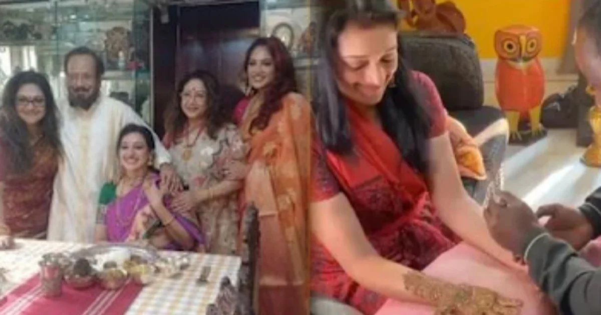 Moubani Sorcar wedding, PC Sorcar family, Gaaye Holud ceremony, Bengali wedding traditions, Saumya Roy, মৌবনি সরকার বিয়ে, পিসি সরকার জুনিয়র, গায়ে হলুদ, বাঙালি বিয়ে, সৌম্য রায়