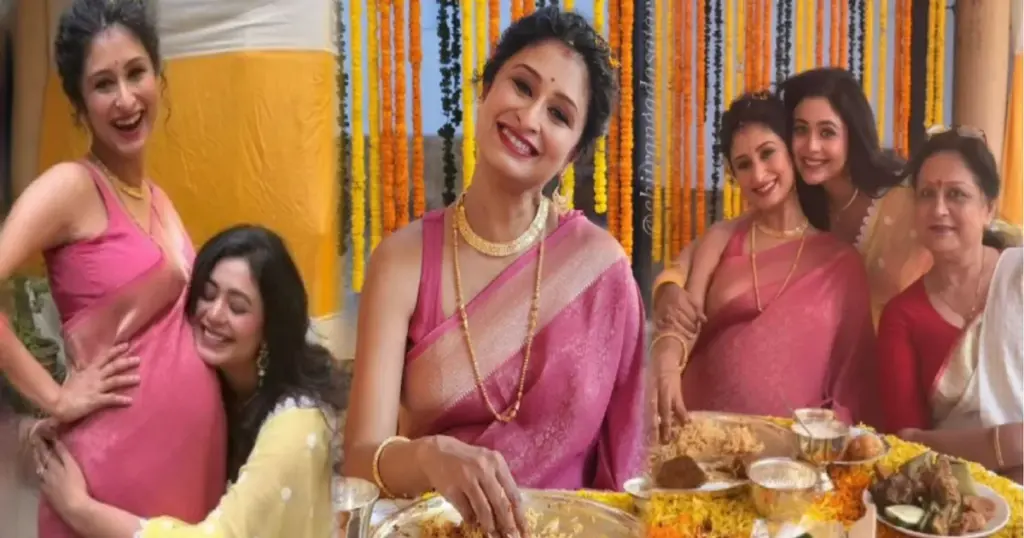 Chitrangada Shatarupa, Ritabhari Chakraborty, Shatarupa Sanyal, Bengali actress baby shower, Tollywood family celebration, Chitrangada Samvit Chattopadhyay, Gopon band drummer, Bengali celebrity news, চিত্রাঙ্গদা শতরূপা, ঋতাভরী চক্রবর্তী, শতরূপা সান্যাল, টলিউড খবর, চিত্রাঙ্গদার সাধ অনুষ্ঠান, বাংলা অভিনেত্রী, সেলিব্রিটি পরিবার, গোপন ব্যান্ড