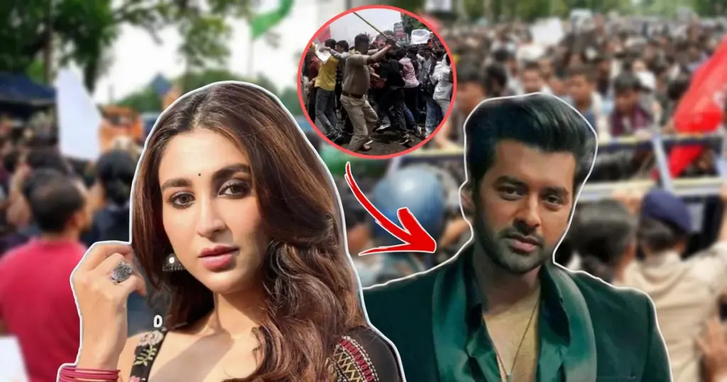 Ankush Hazra, Oindrila Sen, NEET Protest, Student Protest, NEET Movement, Tollywood, Katukutu Buro Premiere, Ankush Statement, Oindrila Statement, Education Protest, অঙ্কুশ হাজরা, ঐন্দ্রিলা সেন, নিট আন্দোলন, ছাত্র আন্দোলন, নিট দুর্নীতি, টলিউড, কাতুকুতু বুড়ো, অঙ্কুশের বক্তব্য, ঐন্দ্রিলার বক্তব্য, শিক্ষাব্যবস্থা
